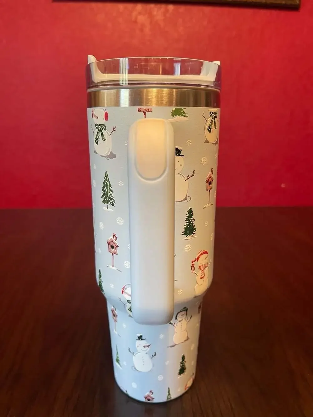 40 oz Stainless Steel Vacuum Insulated Tumbler w/Handle & Lid - Winter Snowman